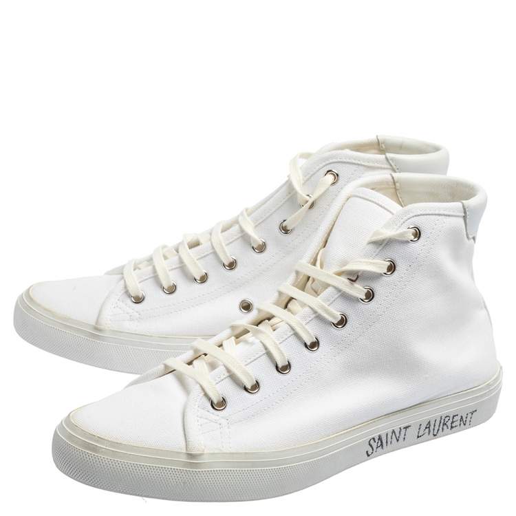 Pre Owned Saint Laurent White Canvas High Top Sneakers Size 40
