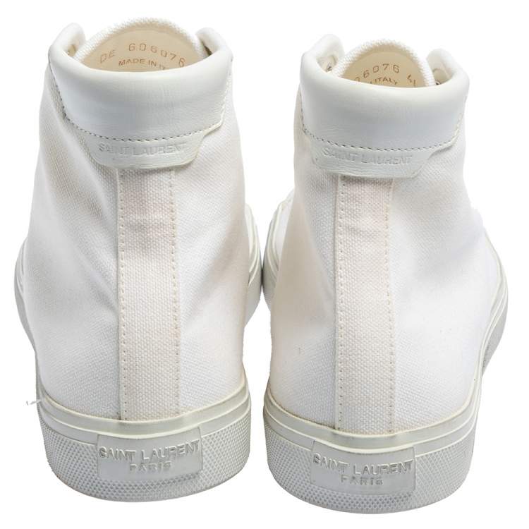 Pre Owned Saint Laurent White Canvas High Top Sneakers Size 40
