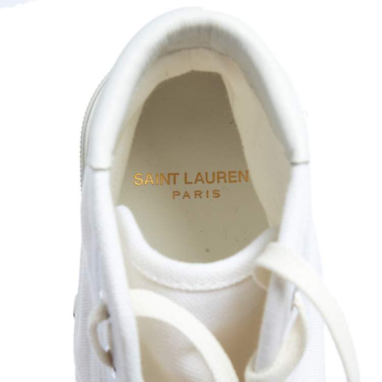 Pre Owned Saint Laurent White Canvas High Top Sneakers Size 40
