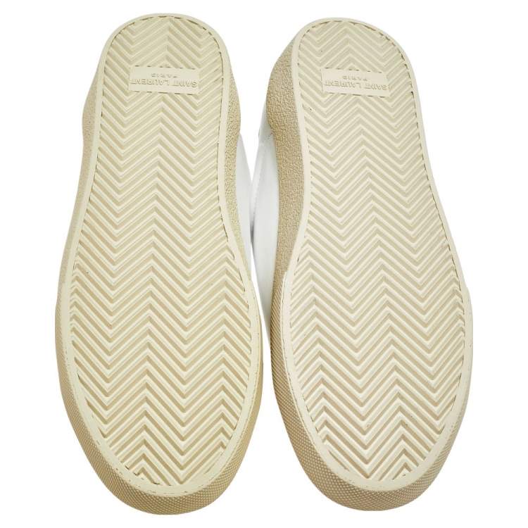 Pre Owned Saint Laurent White/Black Leather Court Classic Sneakers Size 39.5