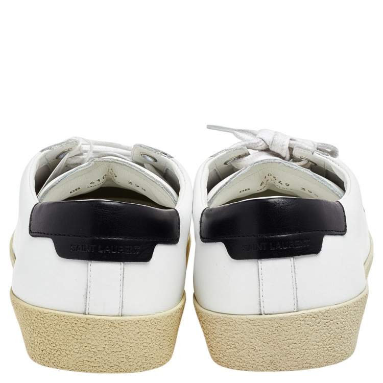 Pre Owned Saint Laurent White/Black Leather Court Classic Sneakers Size 39.5