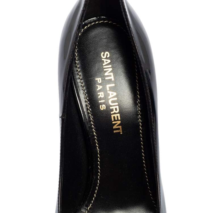 Pre Owned Saint Laurent Black Patent Leather Opyum Pointed-toe Pumps Size 35