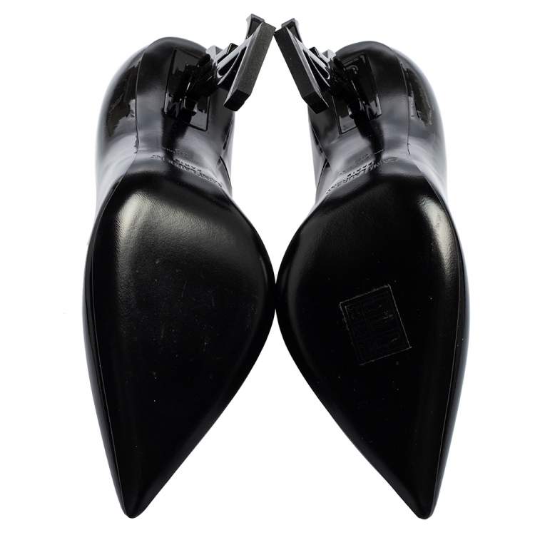 Pre Owned Saint Laurent Black Patent Leather Opyum Pointed-toe Pumps Size 35