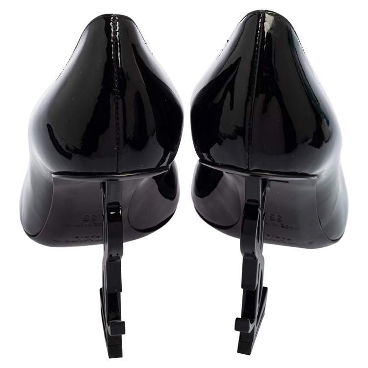 Pre Owned Saint Laurent Black Patent Leather Opyum Pointed-toe Pumps Size 35