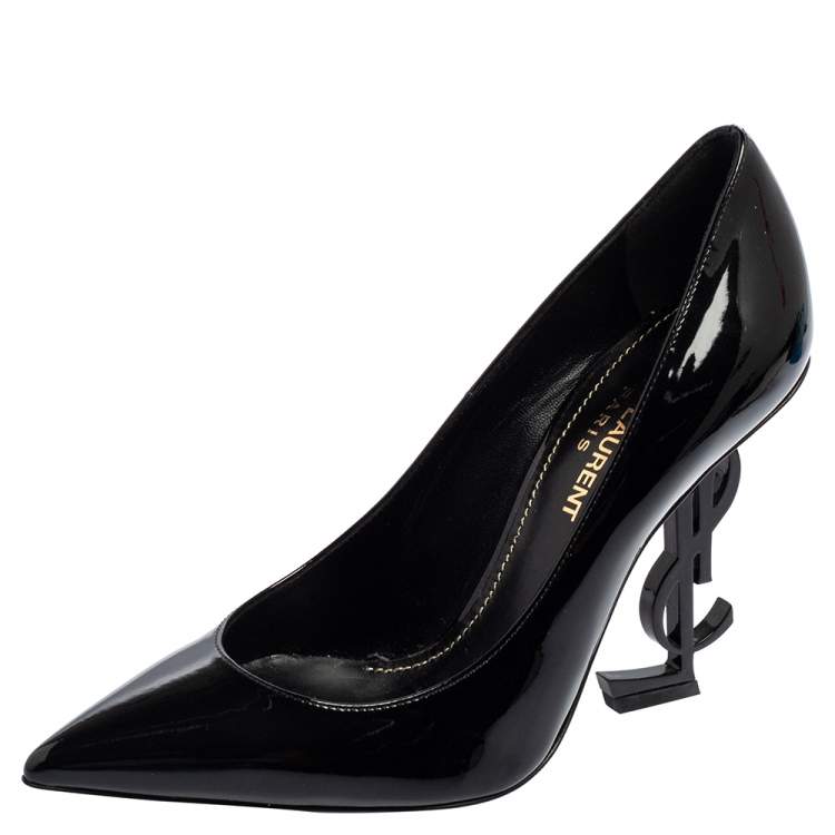 Pre Owned Saint Laurent Black Patent Leather Opyum Pointed-toe Pumps Size 35