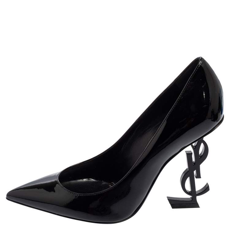 Pre Owned Saint Laurent Black Patent Leather Opyum Pointed-toe Pumps Size 35