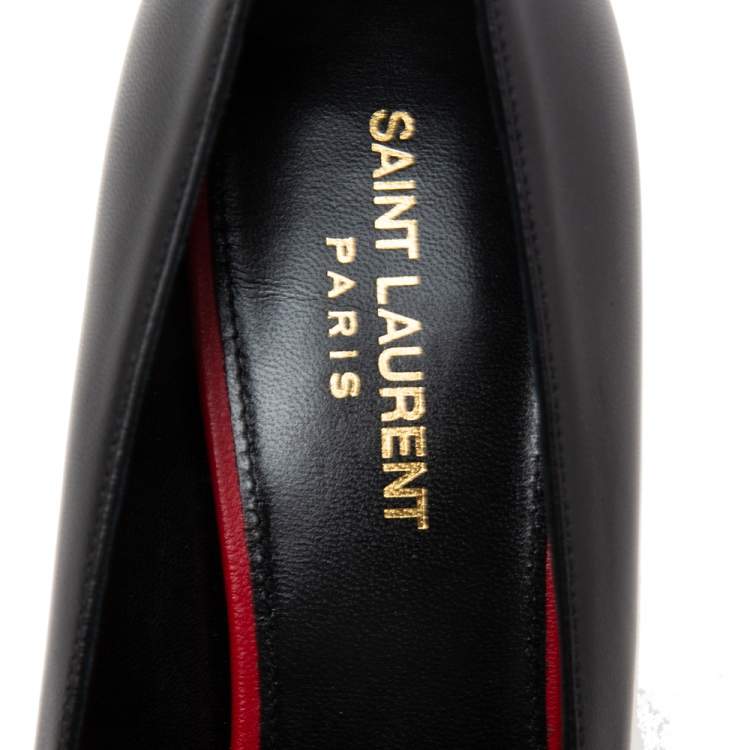 Pre Owned Saint Laurent Black Leather Anja Pointed Toe Pumps Size 39.5
