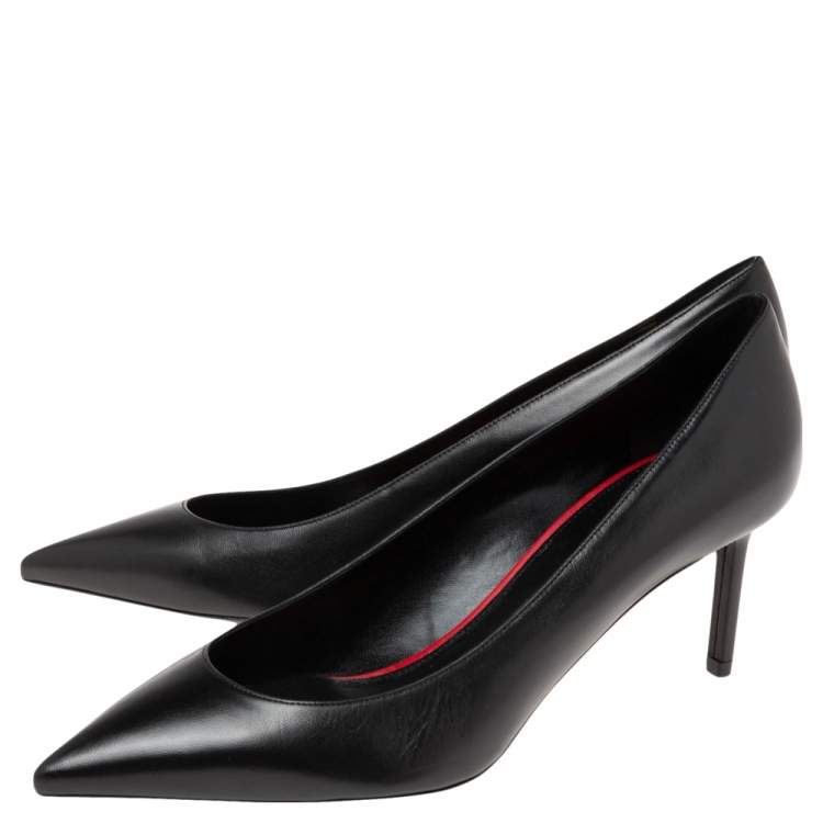 Pre Owned Saint Laurent Black Leather Anja Pointed Toe Pumps Size 39.5