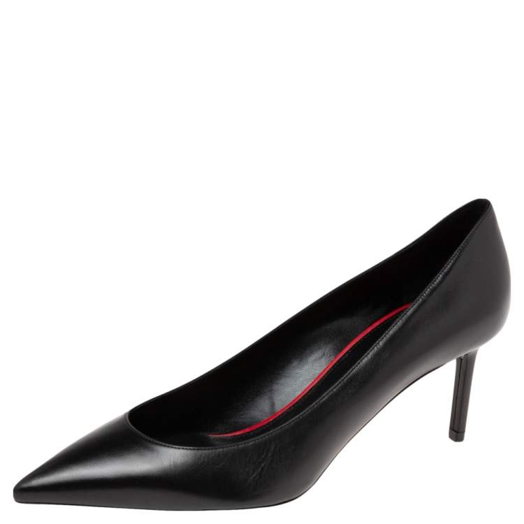 Pre Owned Saint Laurent Black Leather Anja Pointed Toe Pumps Size 39.5