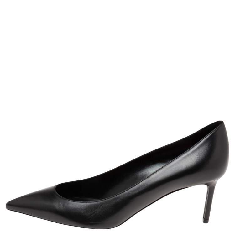 Pre Owned Saint Laurent Black Leather Anja Pointed Toe Pumps Size 39.5