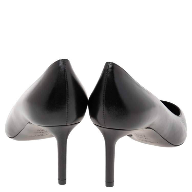 Pre Owned Saint Laurent Black Leather Anja Pointed Toe Pumps Size 39.5