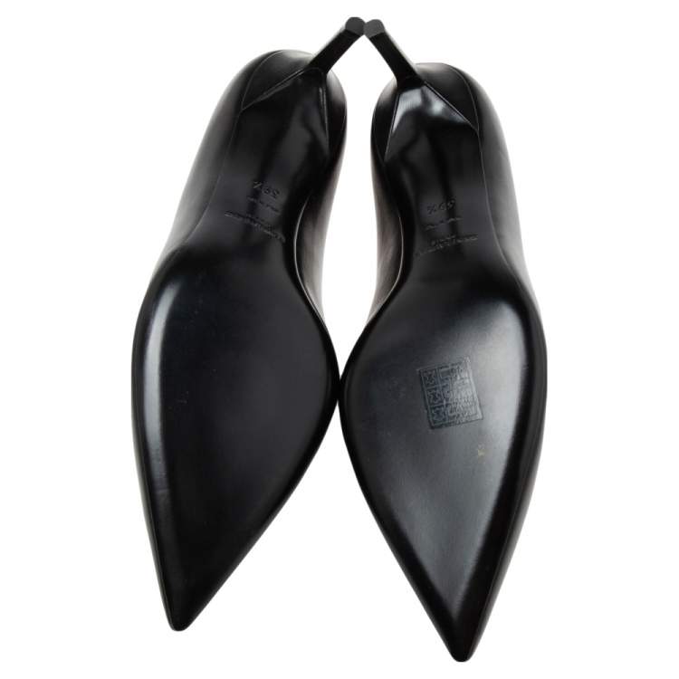 Pre Owned Saint Laurent Black Leather Anja Pointed Toe Pumps Size 39.5