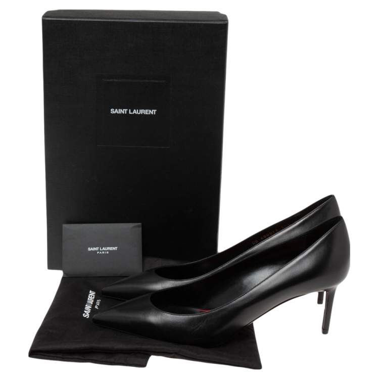 Pre Owned Saint Laurent Black Leather Anja Pointed Toe Pumps Size 39.5
