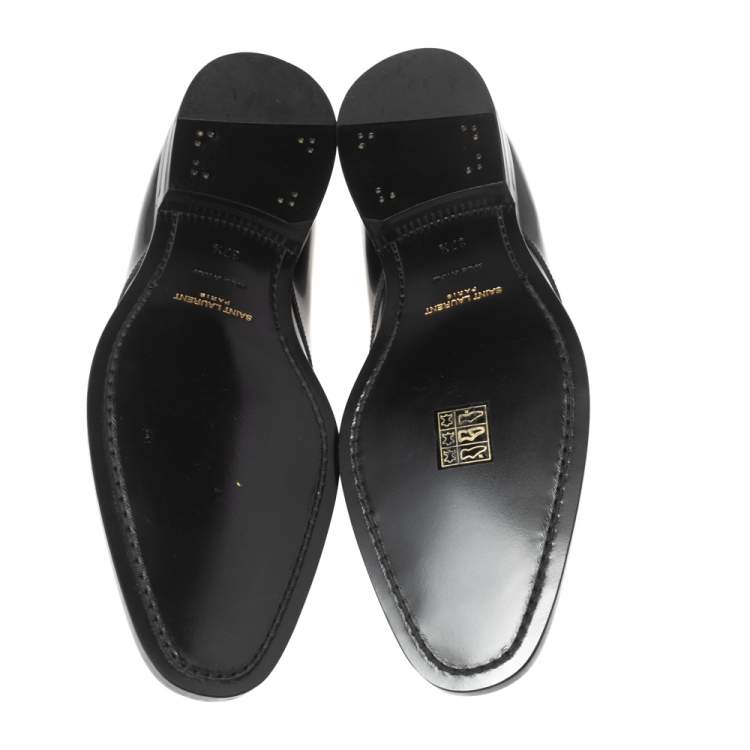 Pre Owned Saint Laurent Black Patent Leather Montaigne Lace-Up Derby Size 37.5