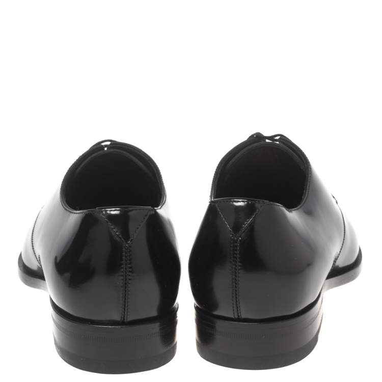 Pre Owned Saint Laurent Black Patent Leather Montaigne Lace-Up Derby Size 37.5