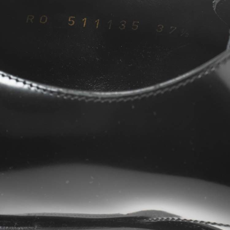 Pre Owned Saint Laurent Black Patent Leather Montaigne Lace-Up Derby Size 37.5