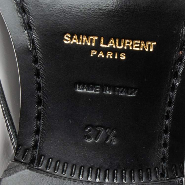 Pre Owned Saint Laurent Black Patent Leather Montaigne Lace-Up Derby Size 37.5