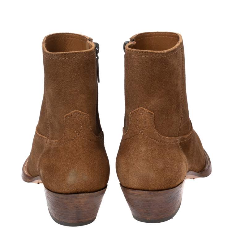 Pre Owned Saint Laurent Brown Wyatt Jodhpur Suede Ankle Boots Size 41
