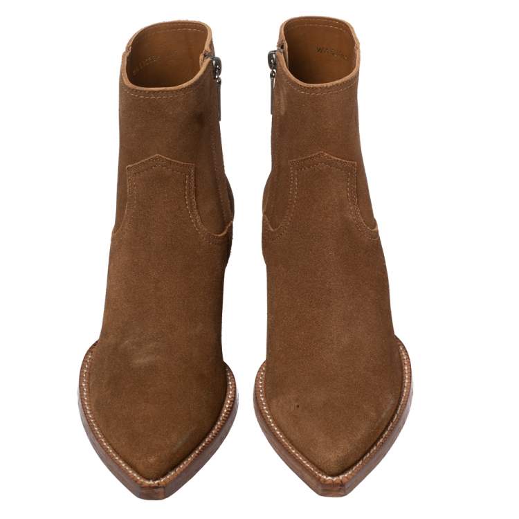 Pre Owned Saint Laurent Brown Wyatt Jodhpur Suede Ankle Boots Size 41