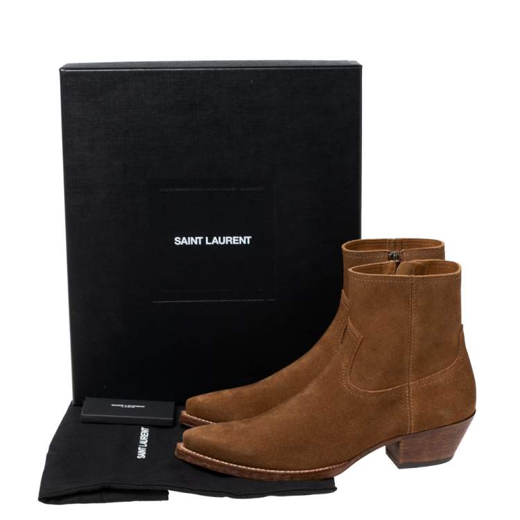 Pre Owned Saint Laurent Brown Wyatt Jodhpur Suede Ankle Boots Size 41