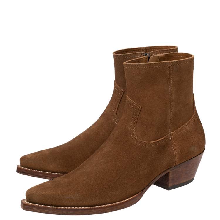 Pre Owned Saint Laurent Brown Wyatt Jodhpur Suede Ankle Boots Size 41