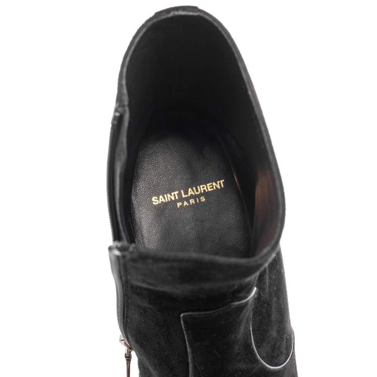 Pre Owned Saint Laurent Black Suede James Ankle Boots Size 40
