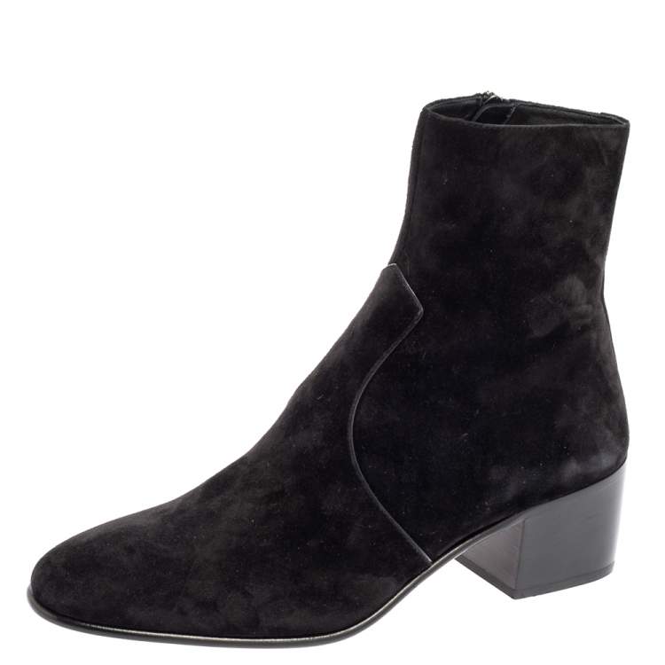 Pre Owned Saint Laurent Black Suede James Ankle Boots Size 40