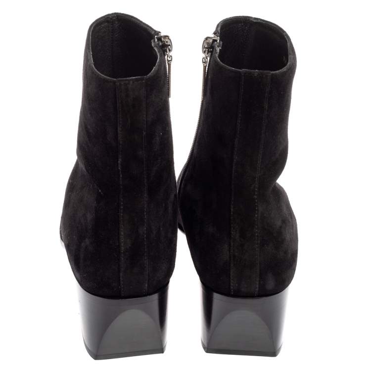 Pre Owned Saint Laurent Black Suede James Ankle Boots Size 40