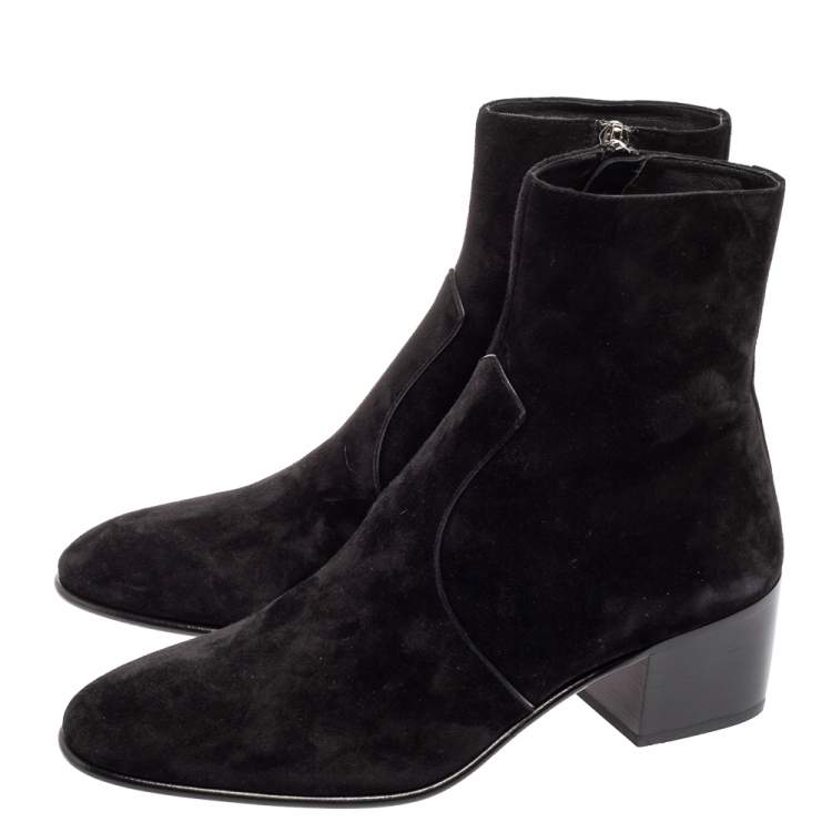 Pre Owned Saint Laurent Black Suede James Ankle Boots Size 40