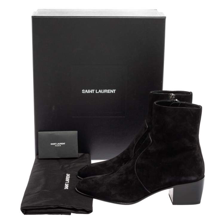 Pre Owned Saint Laurent Black Suede James Ankle Boots Size 40