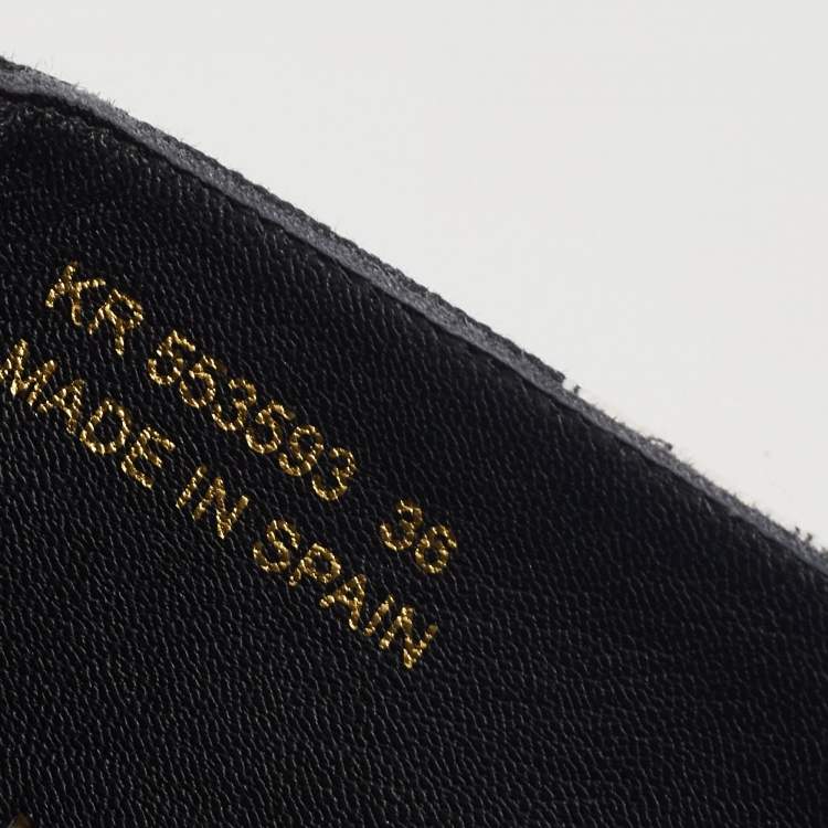 Pre Owned Saint Laurent Black Printed Canvas Flat Espadrilles Size 36