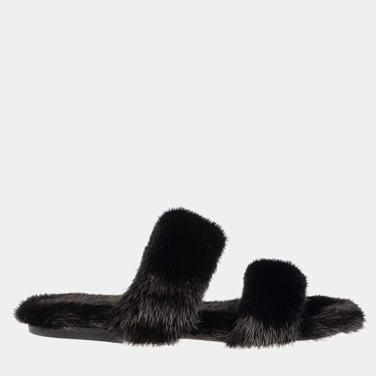 saint laurent mink slides