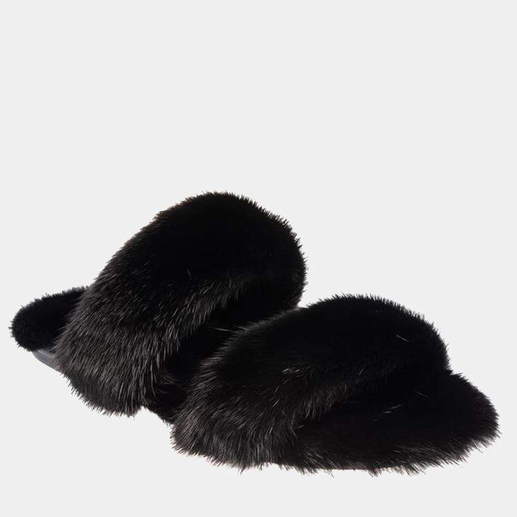 saint laurent mink slides