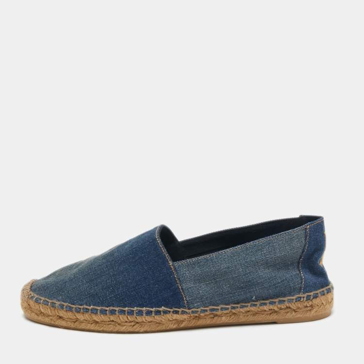 Pre Owned Saint Laurent Blue Denim Espadrille Flats Size 40