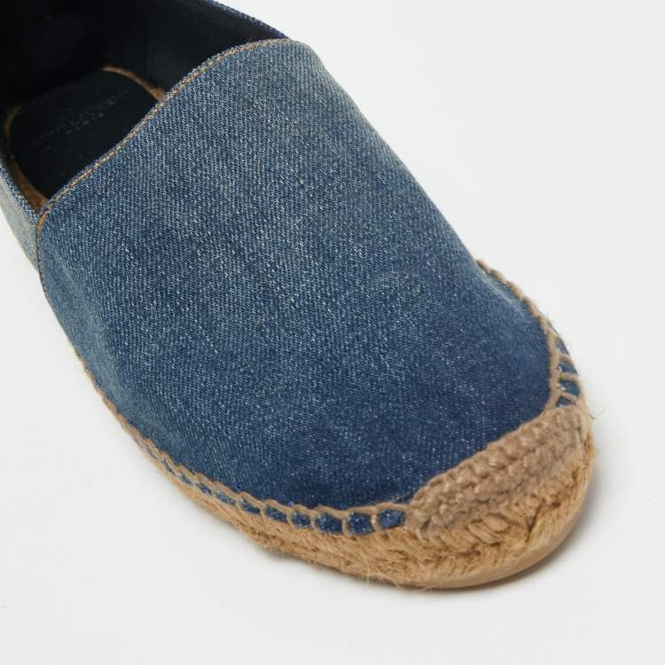 Pre Owned Saint Laurent Blue Denim Espadrille Flats Size 40