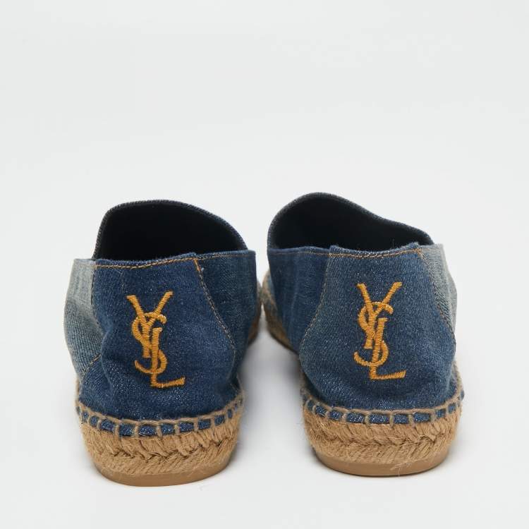 Pre Owned Saint Laurent Blue Denim Espadrille Flats Size 40