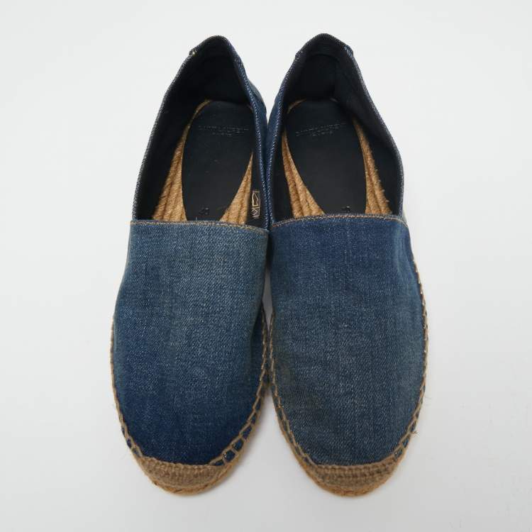 Pre Owned Saint Laurent Blue Denim Espadrille Flats Size 40
