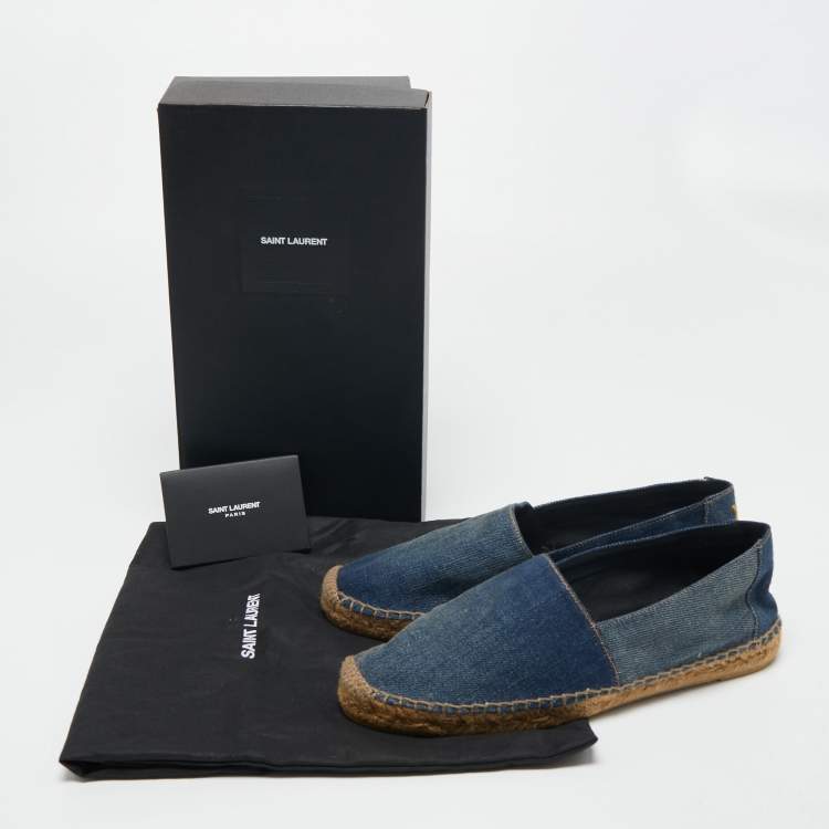 Pre Owned Saint Laurent Blue Denim Espadrille Flats Size 40