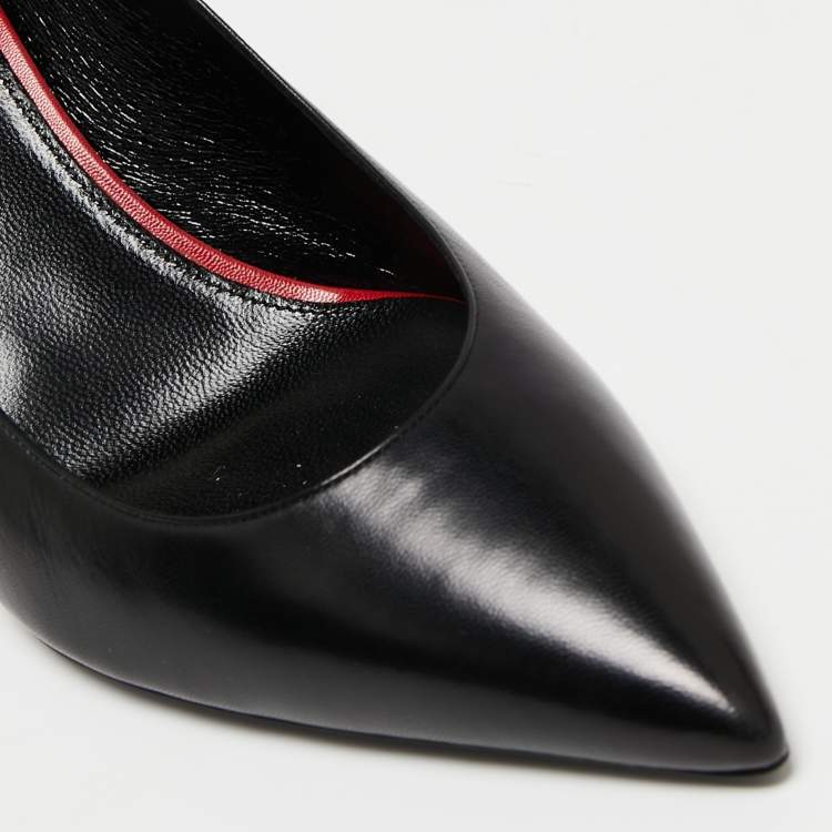 Pre Owned Saint Laurent Black Leather Pointed Toe Pumps Size 39