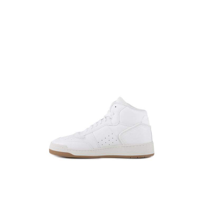Pre Owned Saint Laurent Paris White SL24 Mid Top Sneaker Size EU 38.5
