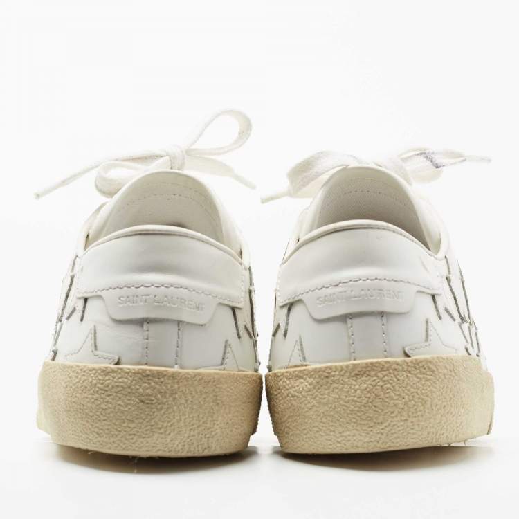 Pre Owned Saint Laurent White Leather Star Alpha Low-Top Sneakers Size 38.5