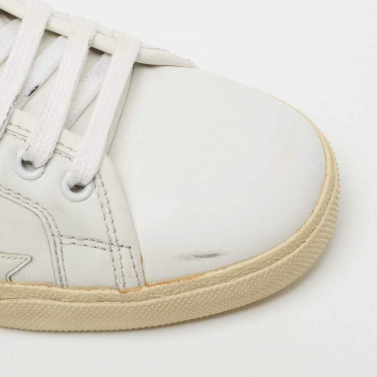 Pre Owned Saint Laurent White Leather Star Alpha Low-Top Sneakers Size 38.5