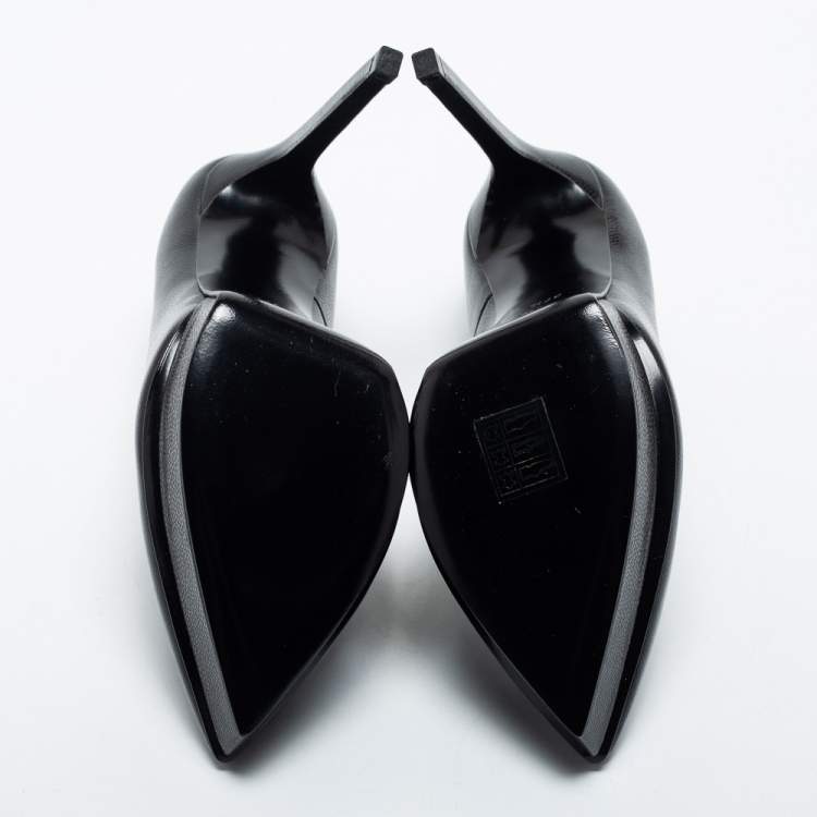 Pre Owned Saint Laurent Black Leather Janis Pumps Size 37.5