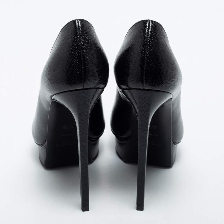 Pre Owned Saint Laurent Black Leather Janis Pumps Size 37.5