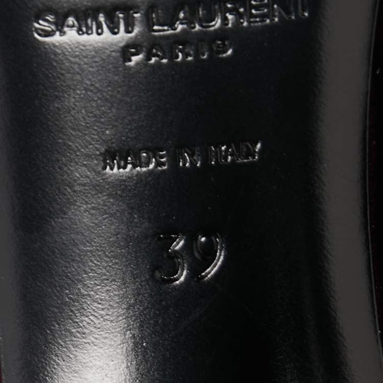 Pre Owned Saint Laurent Paris Burgundy Velvet Knee High Boots Size 39 