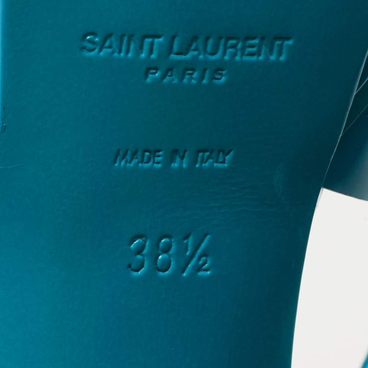 مملوكة مسبقًا Saint Laurent Blue Patent Leather Tribute Sandals Size 38.5