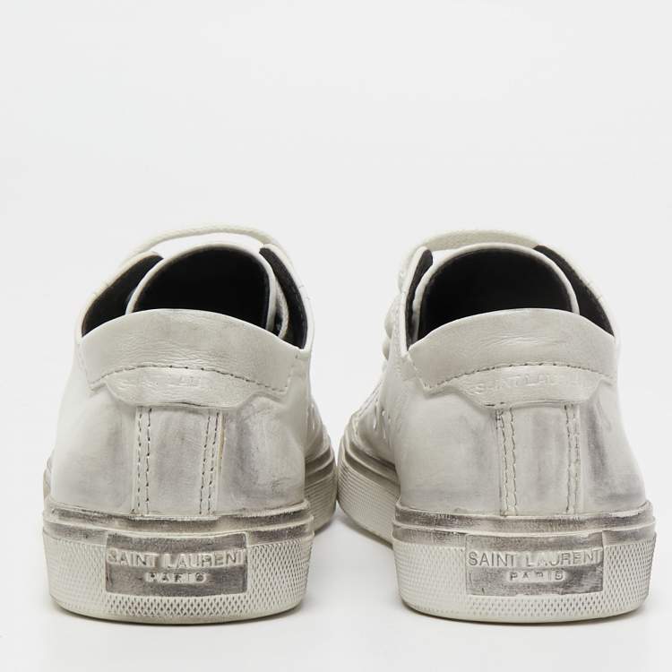 Pre Owned Saint Laurent White Leather Low Top Sneakers Size 37.5