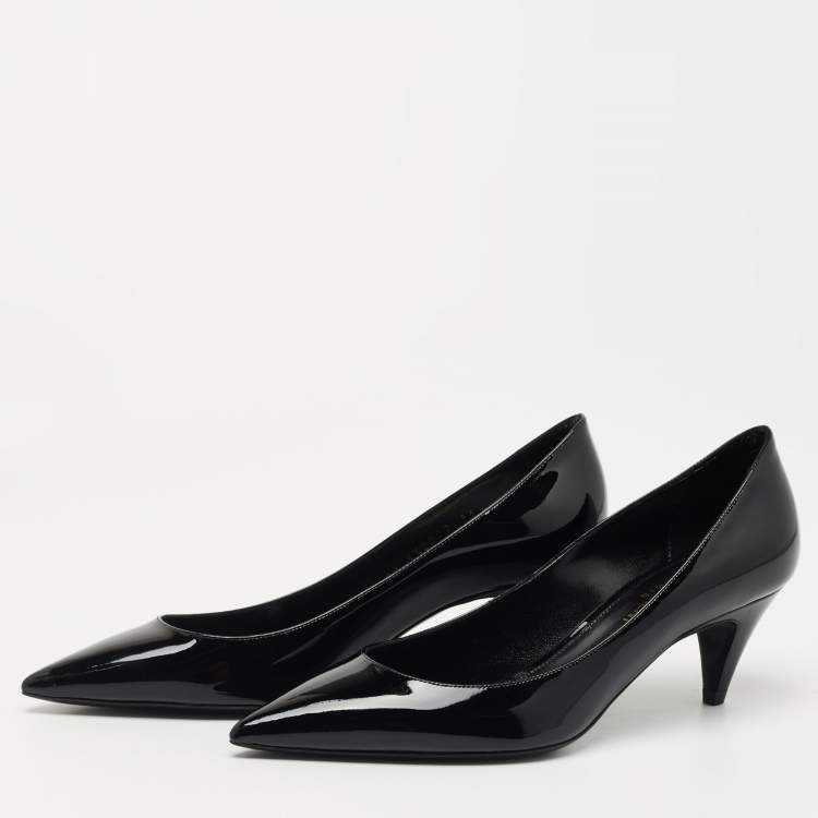 Pre Owned Saint Laurent Paris Black Patent Leather Anja Pumps Size 36