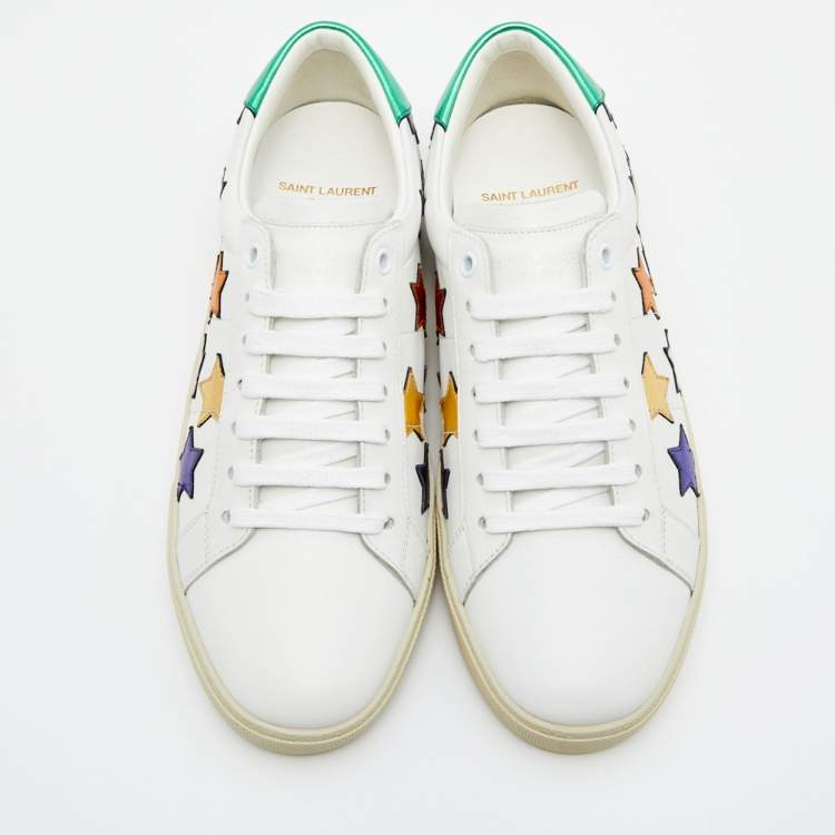 Pre Owned Saint Laurent White Leather Star Court Classic Low Top Sneakers Size 39