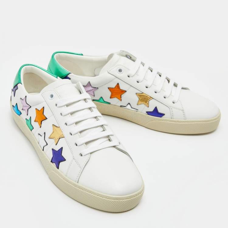 Pre Owned Saint Laurent White Leather Star Court Classic Low Top Sneakers Size 39